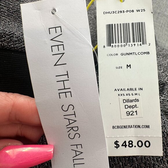 NEW! BCBGeneration Fitted Mini Skirt Medium $48 Elastic waist Metallic Gray - Picture 4 of 13